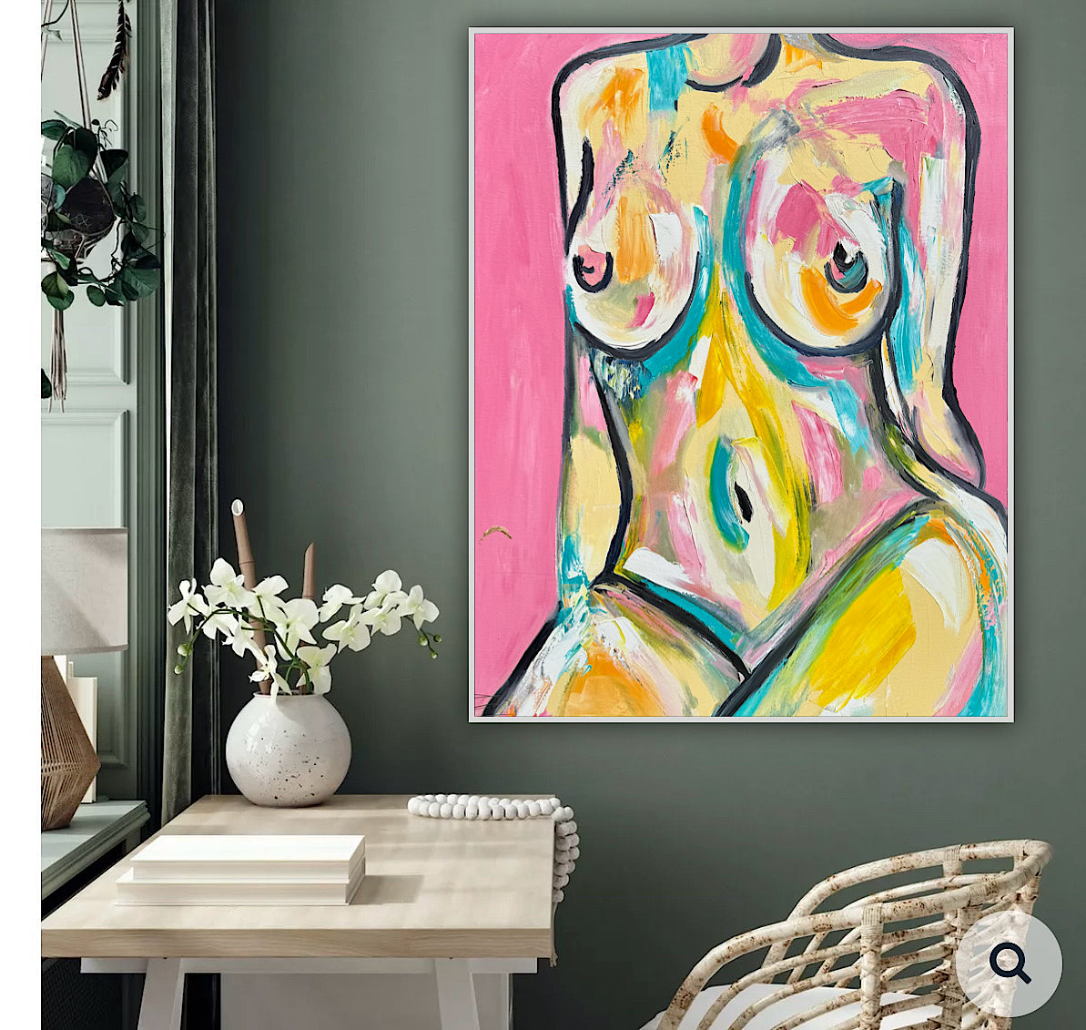 Large Abstract Original Oil Painting On 100x80cm canvas Colourful Nude