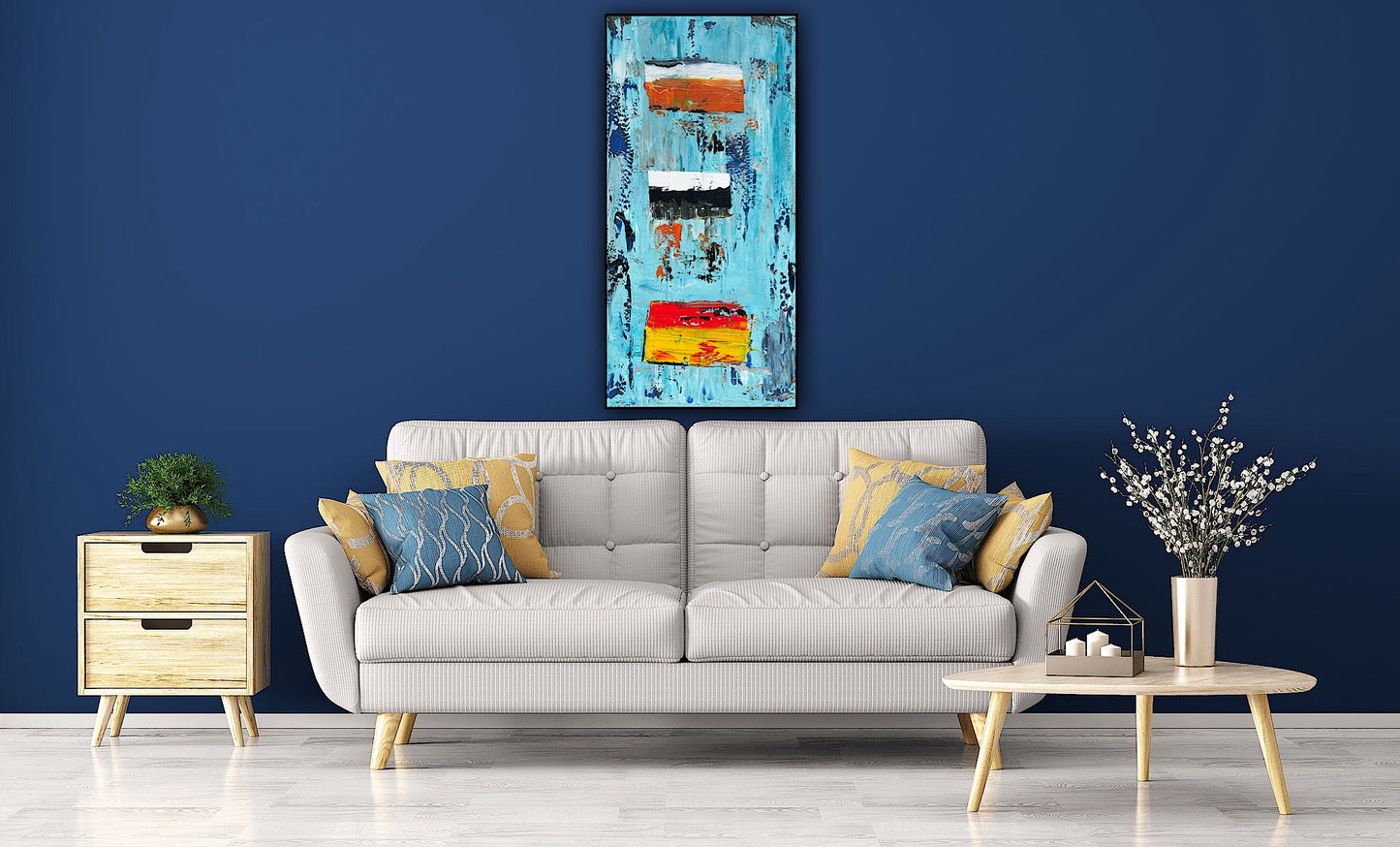 Oka Contemporary Abstract Original Oil Painting 30cm x 60cm textured Essenes of Strength