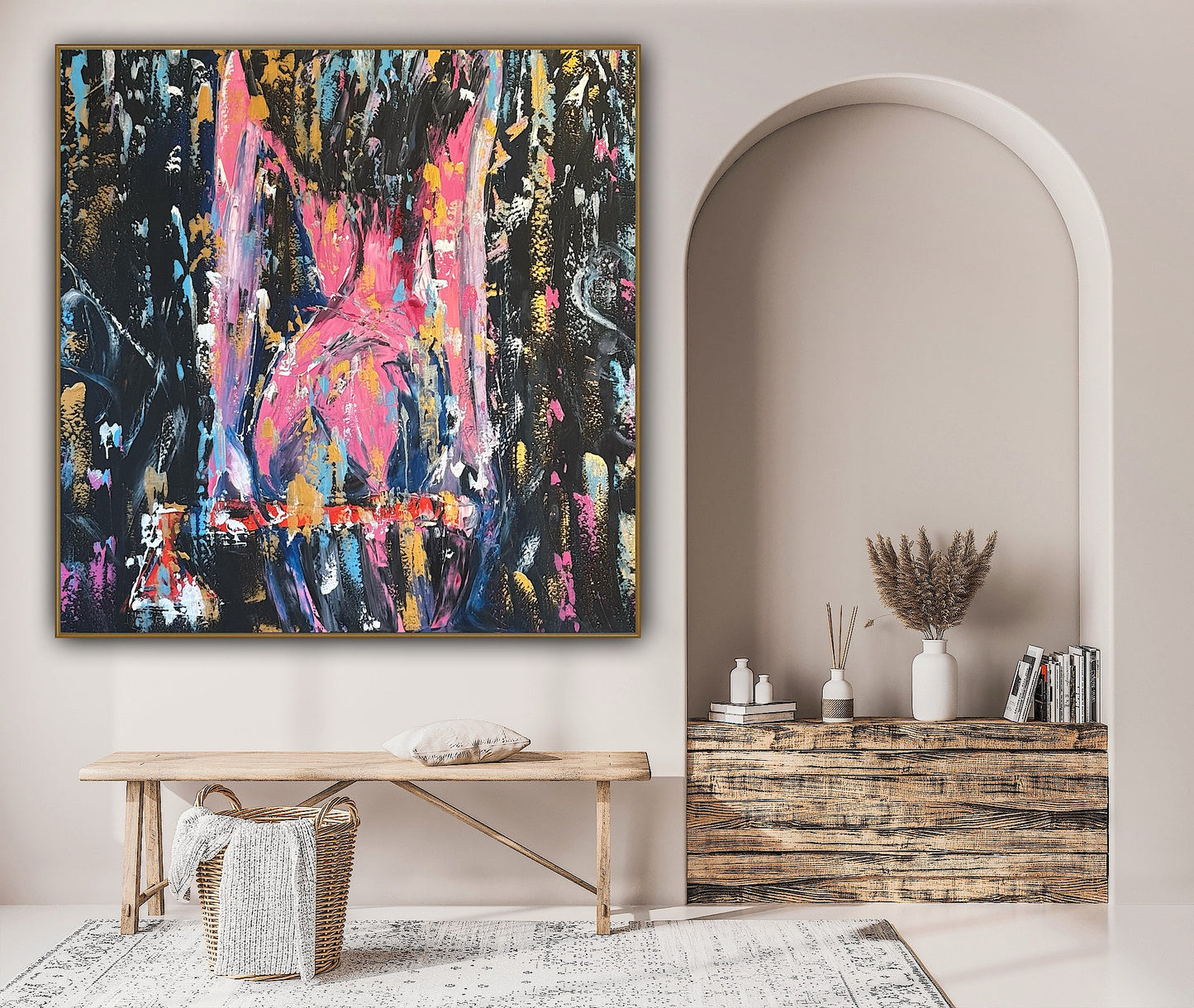 Richter StyLe Abstract Original Oil Painting On Canvas 100x100cm Nude Dancer