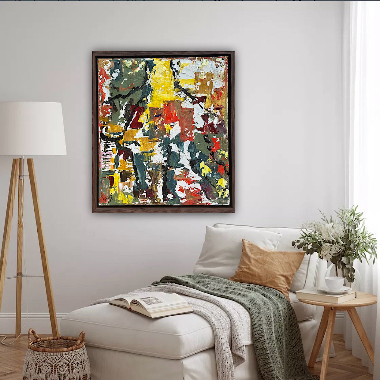Framed Original Abstract contemporary Oil Painting On Canvas 47x53cm Summer in Venice Oka