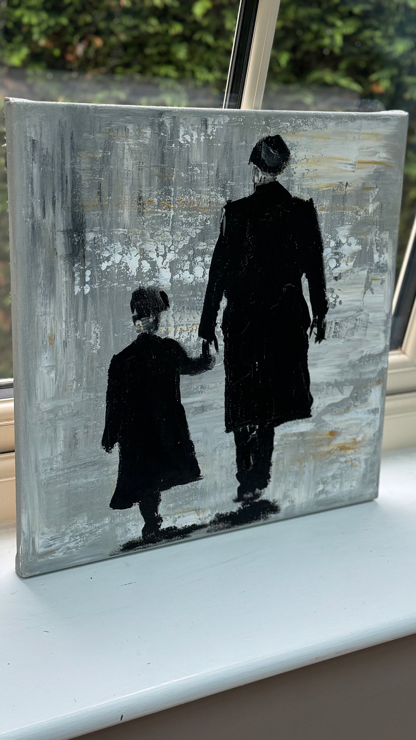 Figurative Modern Abstract contrmporary oil Painting On Canvas 40x40cm Tommy and Charlie Shelby
