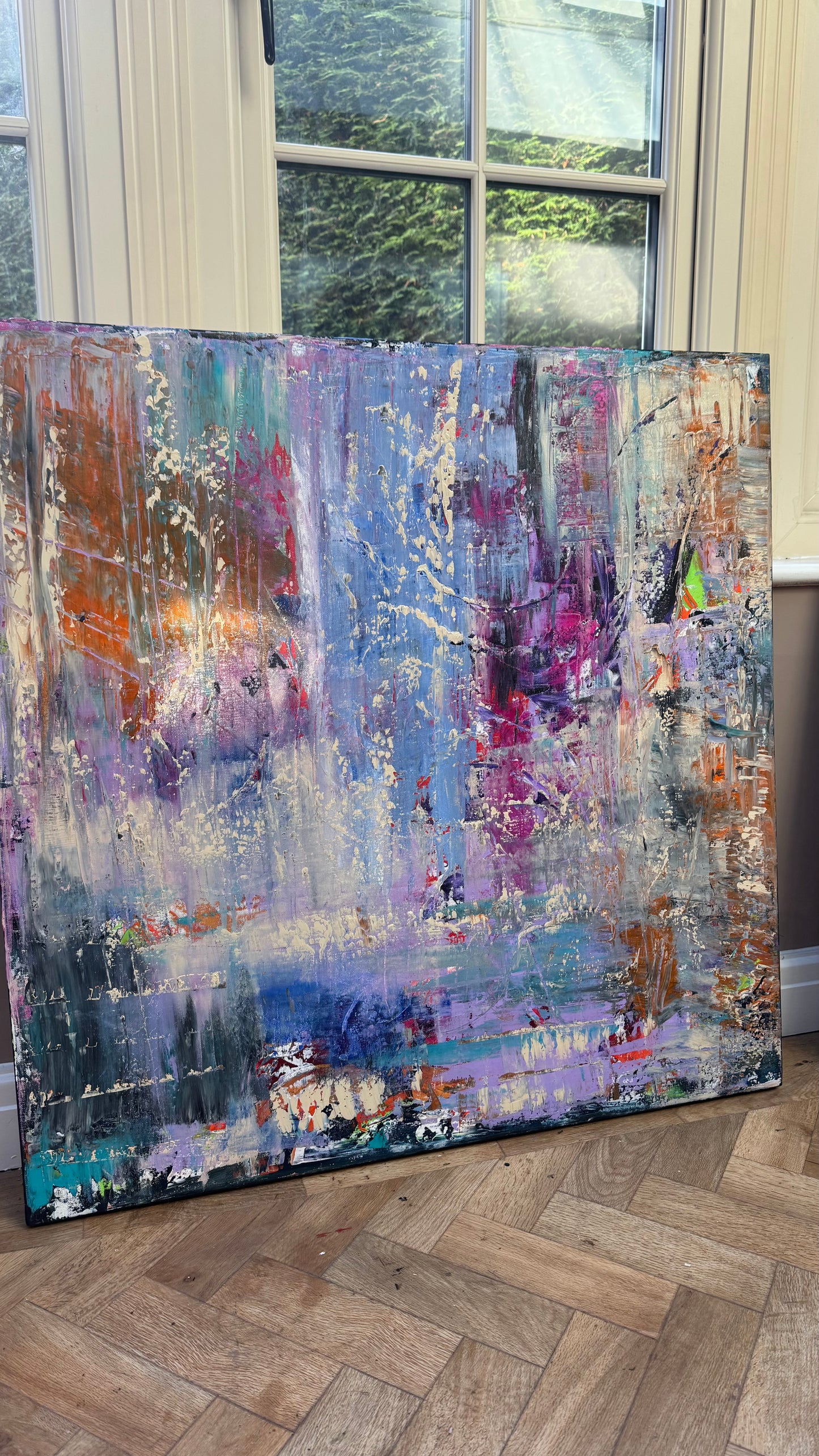 Contemporary Style Abstract Original Oil Painting on 90x90cm Canvas Palimpsest