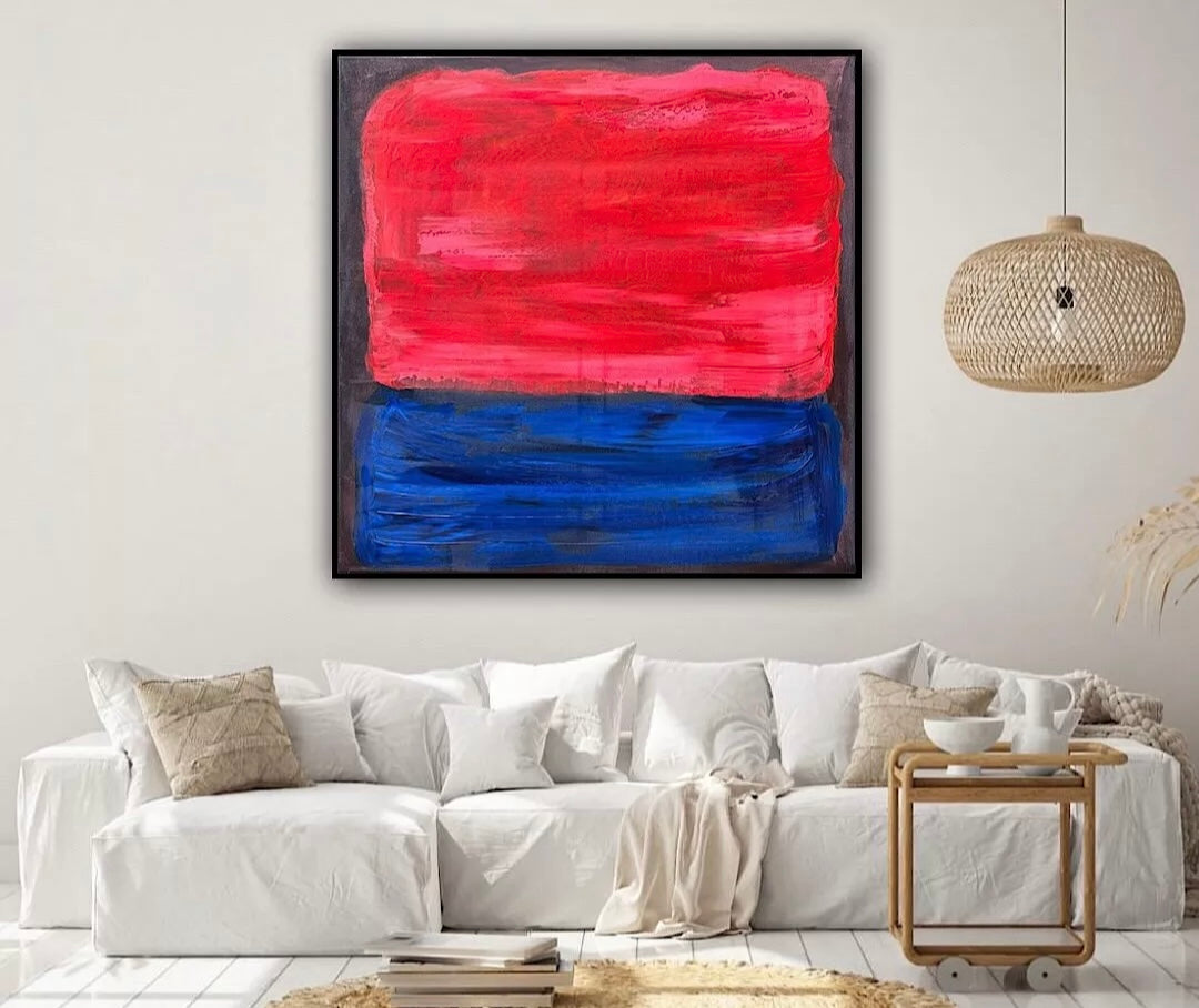 Oka Rothko Design Contemporary Abstract Original Oil Painting On 80x80cm Canvas Indigo