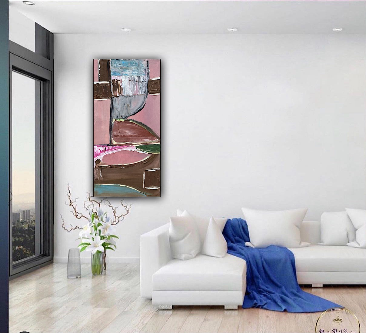 Oka Contemporary Abstract Original Oil Painting 30cm x 60cm textured Harmonic Layer
