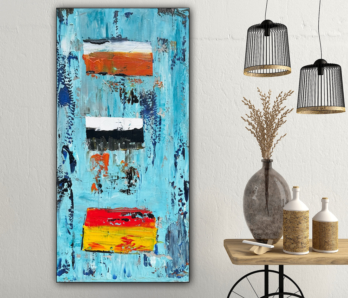 Oka Contemporary Abstract Original Oil Painting 30cm x 60cm textured Essenes of Strength