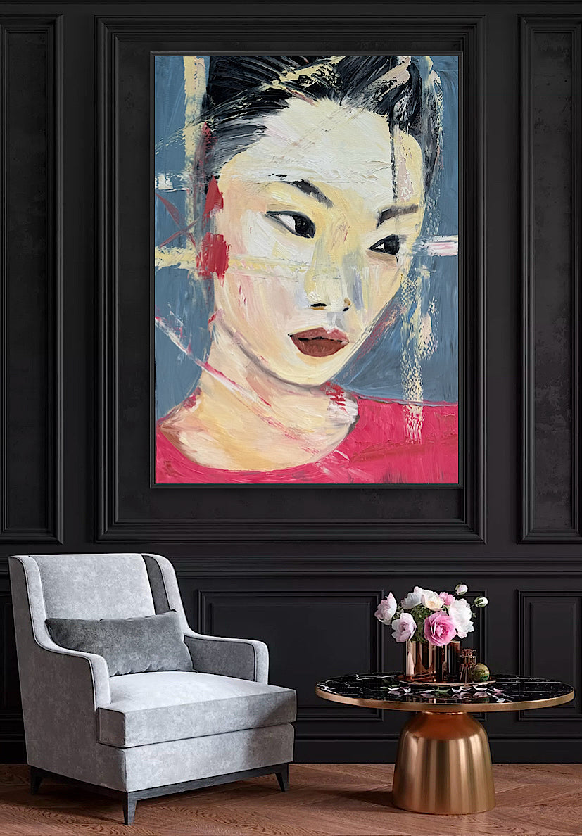 Woman’s portrait Original Abstract Oil Painting On Canvas 85 x 60cm Innocent Soul
