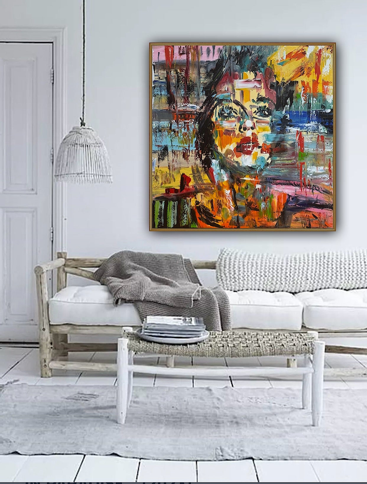 Contemporary Abstract Original Oil Painting On Canvas 80x80cm Graffiti Art Woman’s portrait
