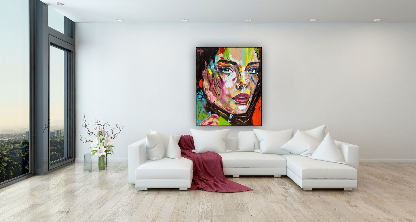 ‘Femme Eclat’ portrait Original abstract contemporary Oil Painting On Canvas size 90x76cm