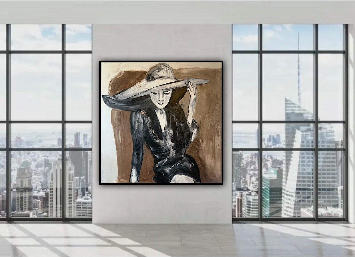 Large Abstract Original Oil Painting On 80x80cm canvas Woman Art Vogue Love