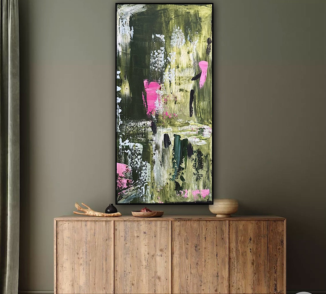 Oka Contemporary Abstract Original Oil Painting 30cm x 60cm textured Lavendar Bay