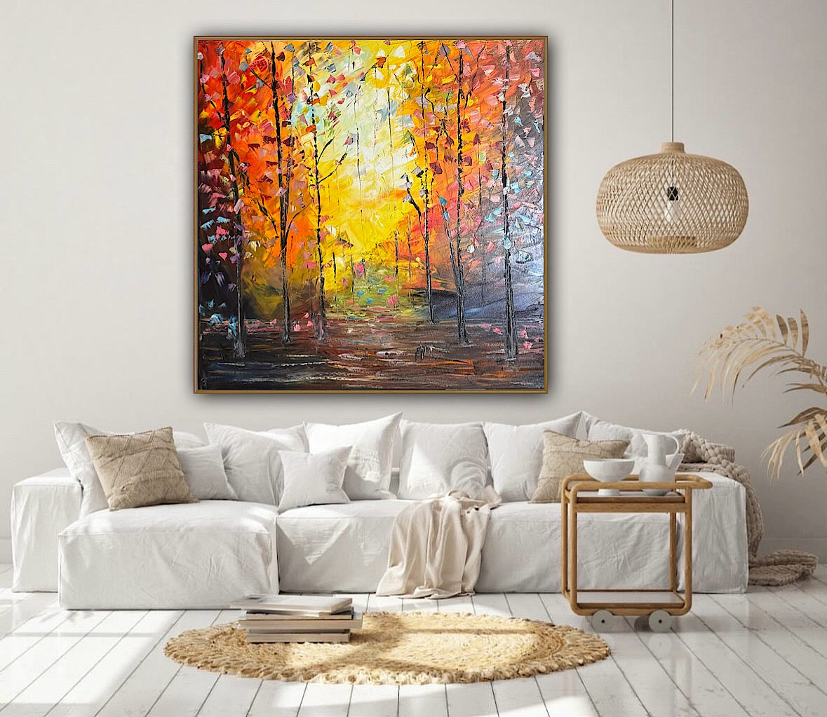 Oka Contemporary Abstract Original Oil Painting 100 x100cm Autumn Forest floral
