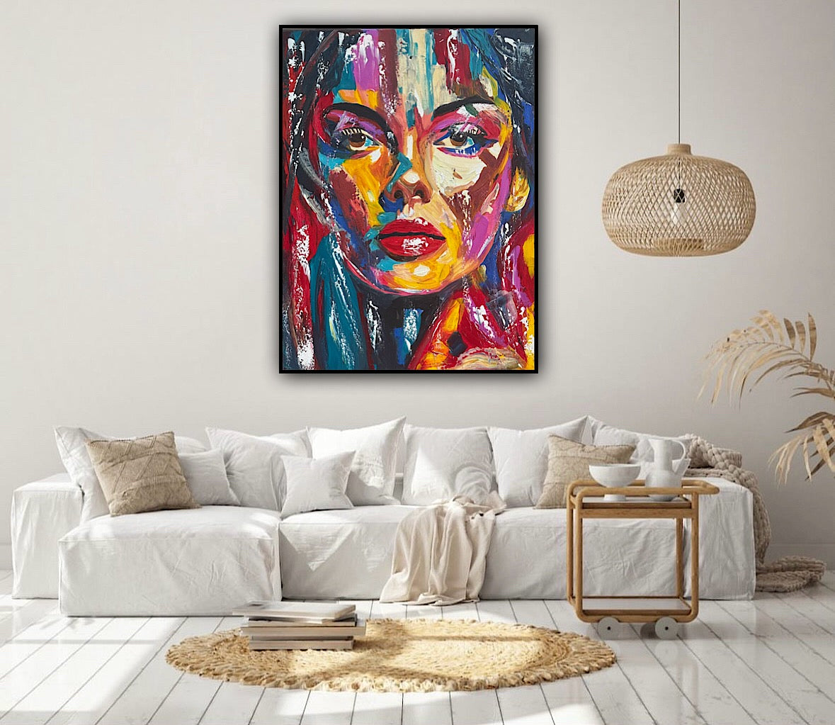 Contemporary Abstract Original Oil Painting On Canvas 80x60cm Poser Within Woman’s portrait