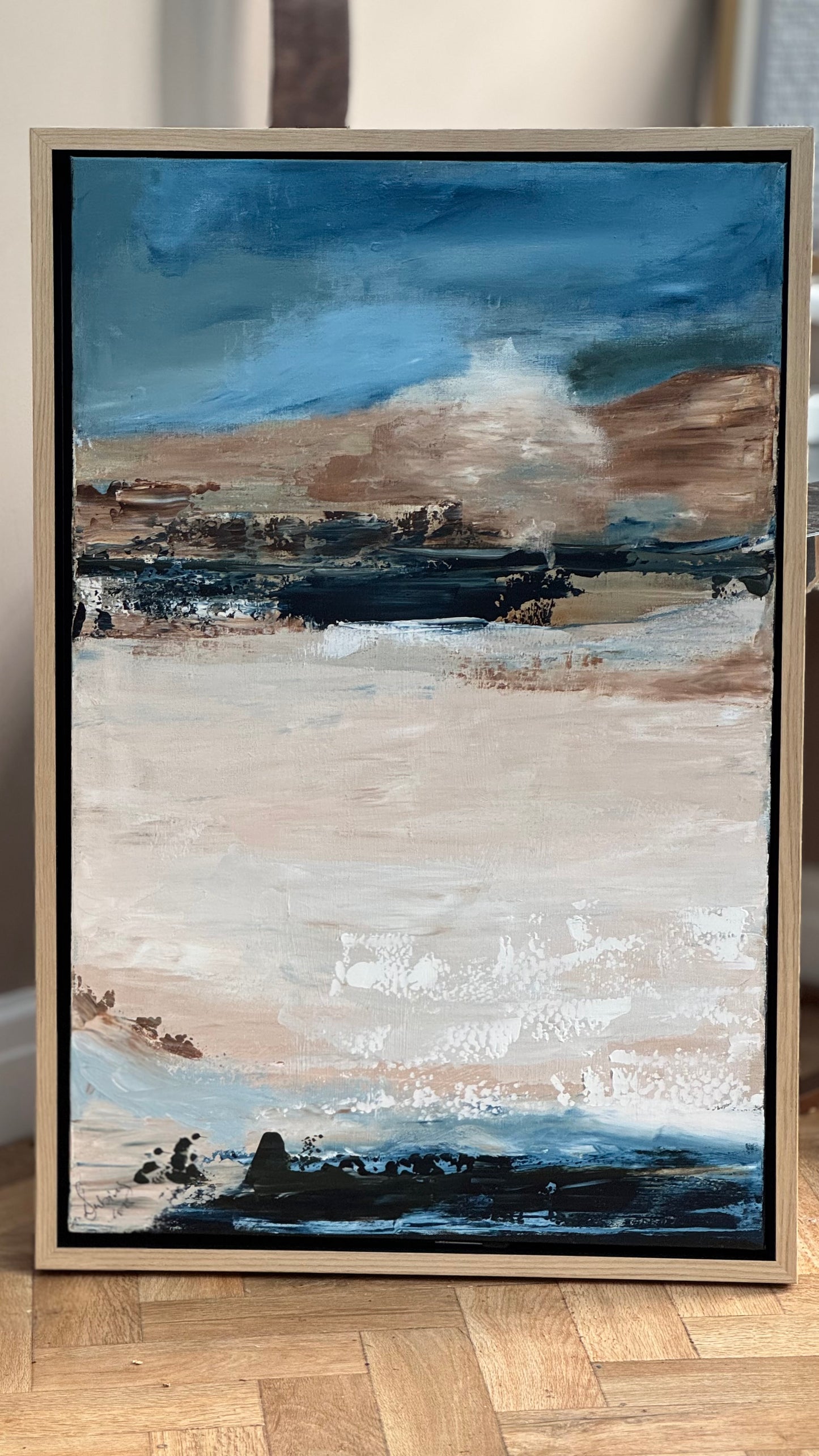 Framed Original Abstract contemporary Oil Painting On Canvas 83x56cm Amalfi Coast Oka