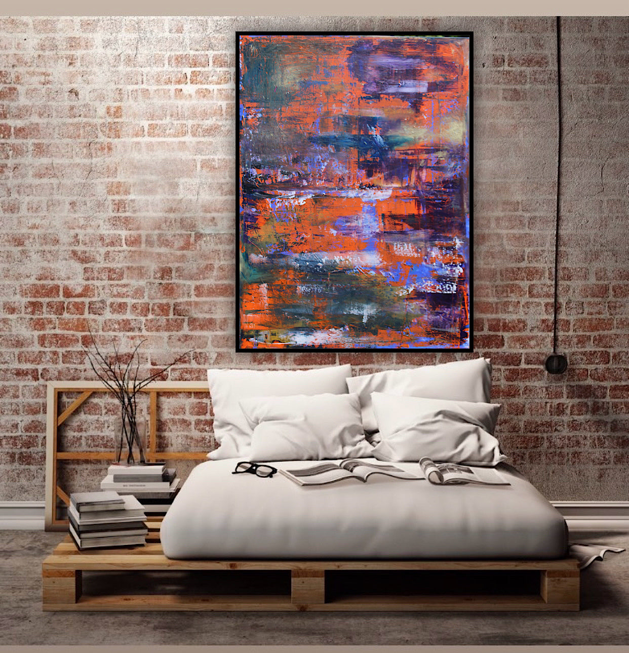 Large Abstract Original Oil Painting On 100x80cm canvas Oka Reflections