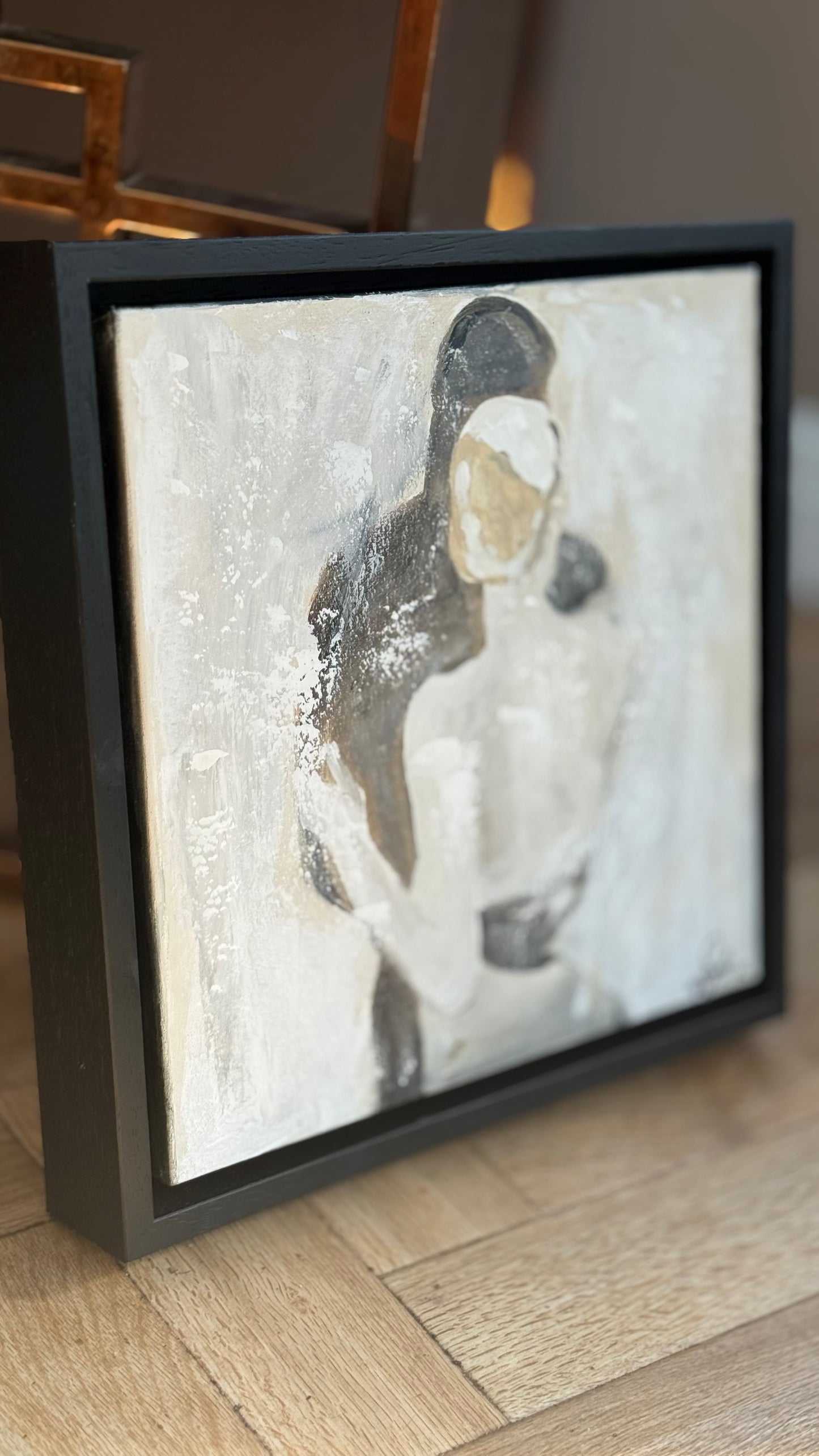 Framed Original Abstract contemporary Oil Painting On Canvas 35x35cm love dance oka