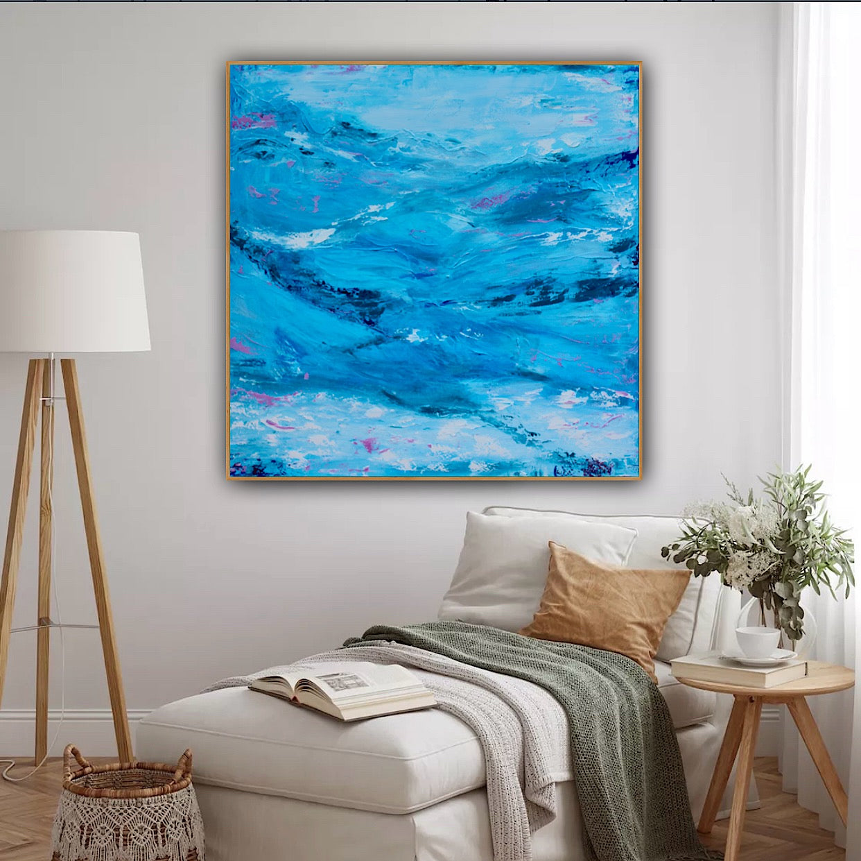 Richter StyLe Original abstract Large Oil Painting On Canvas 90x90cm Ocean time textured