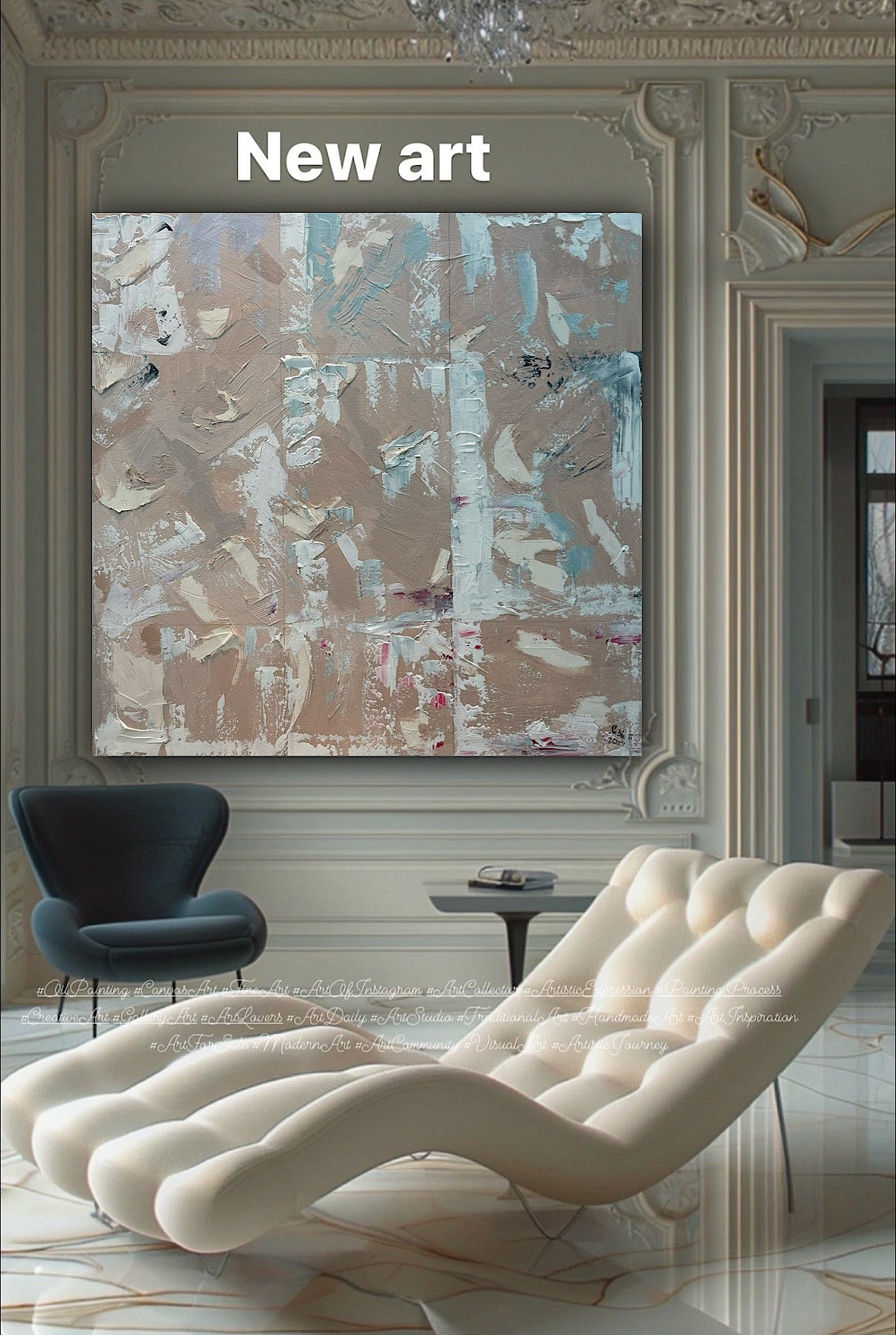 Oka Contemporary Abstract Original Oil Painting 80 x 80cm textured Mountains