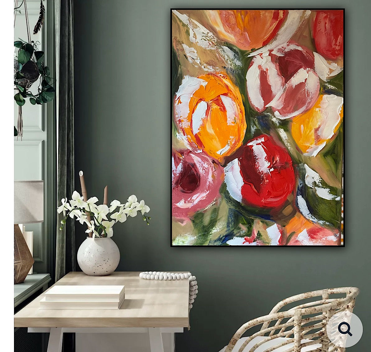 Renoir Style Original Floral Abstract Oil Painting On 70x50cm Canvas Tulips study