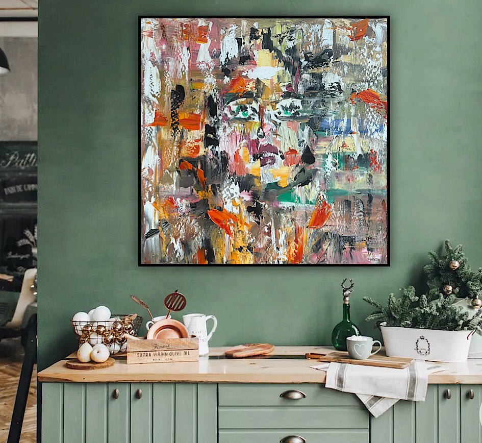 Oka Contemporary Abstract Original Oil Painting On Canvas 80x80cm Woman’s Dreams textured