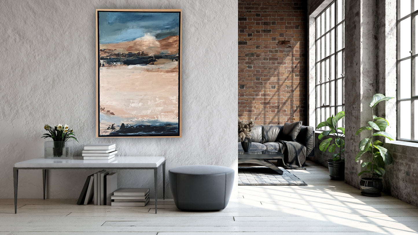 Framed Original Abstract contemporary Oil Painting On Canvas 83x56cm Amalfi Coast Oka