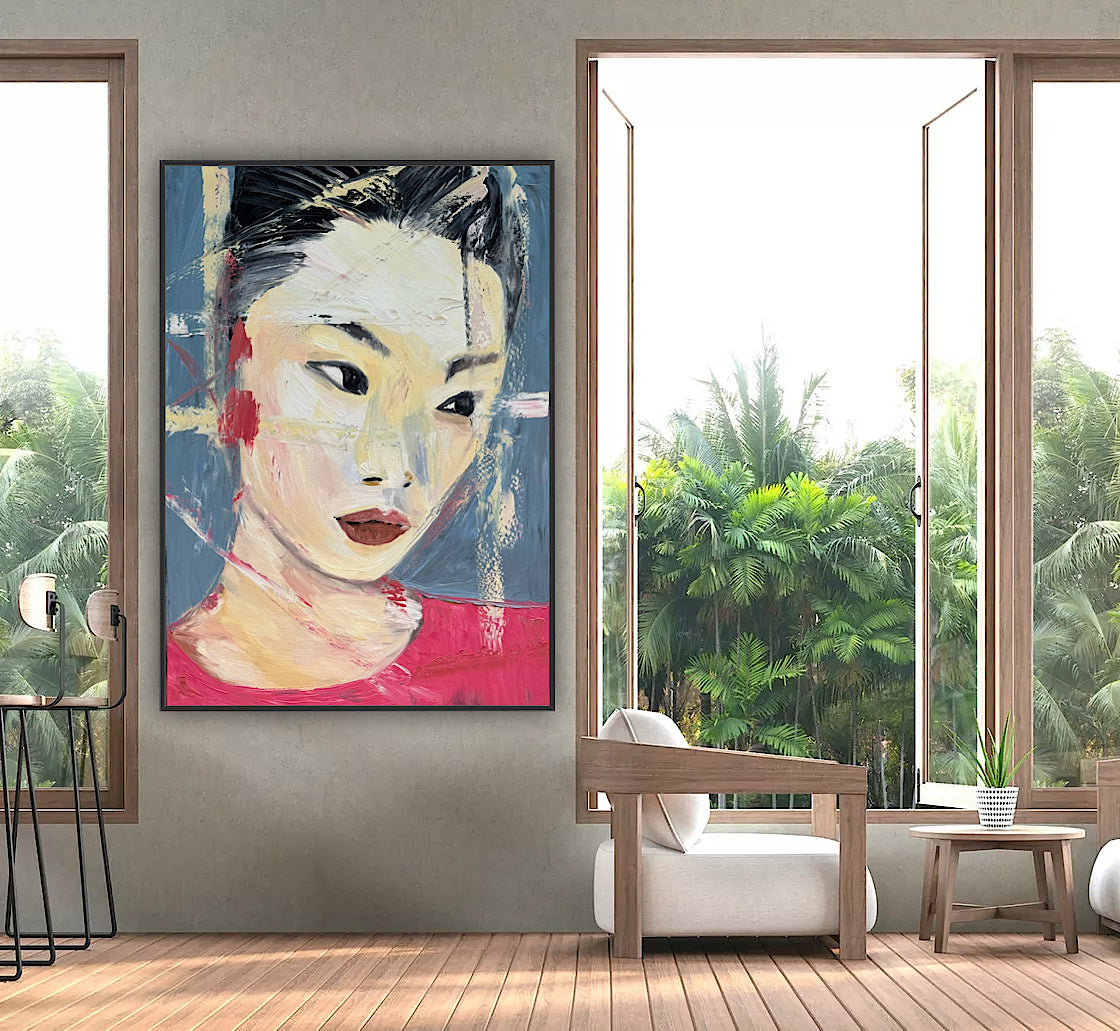 Woman’s portrait Original Abstract Oil Painting On Canvas 85 x 60cm Innocent Soul