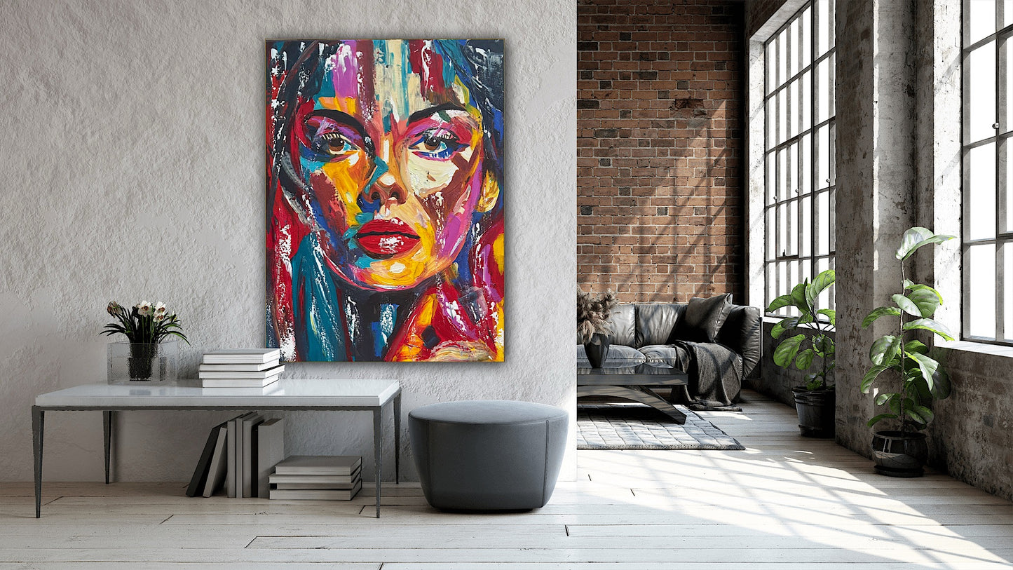Contemporary Abstract Original Oil Painting On Canvas 80x60cm Poser Within Woman’s portrait