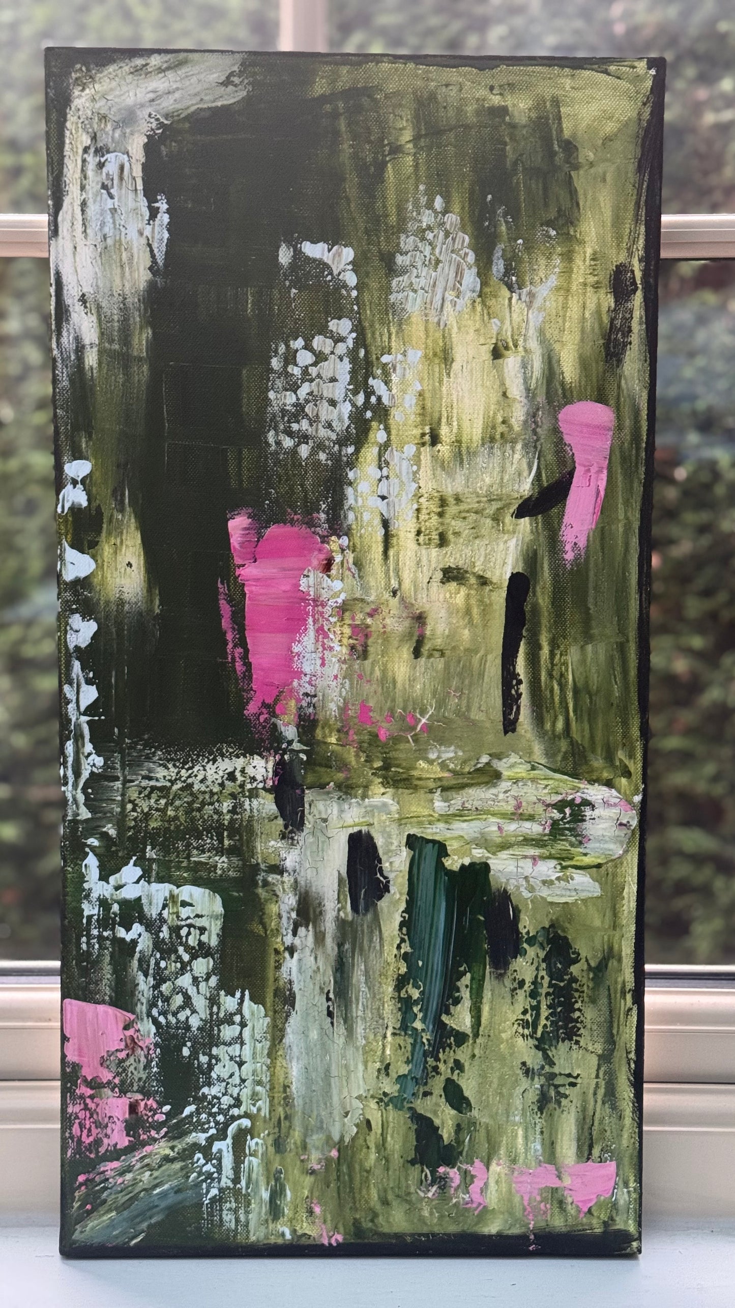 Oka Contemporary Abstract Original Oil Painting 30cm x 60cm textured Lavendar Bay