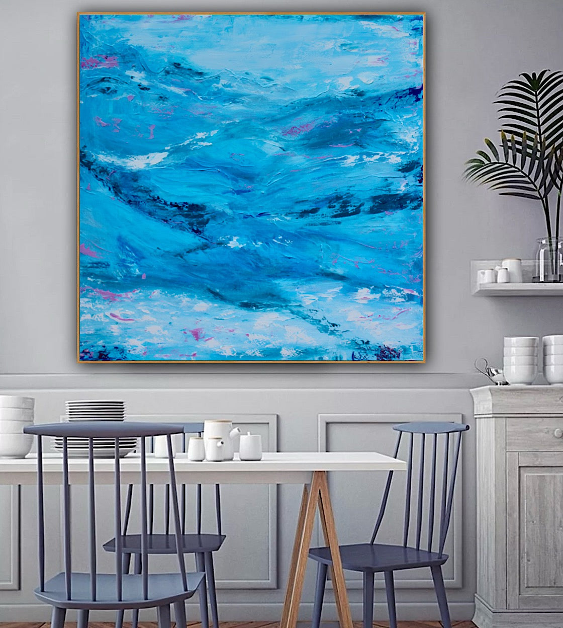 Richter StyLe Original abstract Large Oil Painting On Canvas 90x90cm Ocean time textured