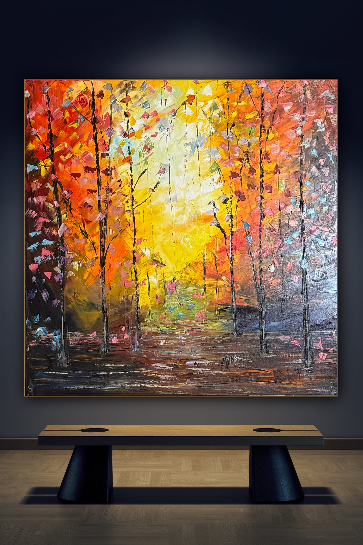 Oka Contemporary Abstract Original Oil Painting 100 x100cm Autumn Forest floral