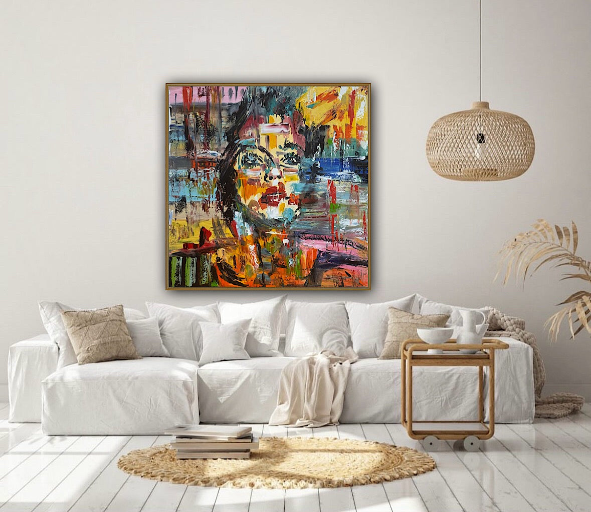 Contemporary Abstract Original Oil Painting On Canvas 80x80cm Graffiti Art Woman’s portrait