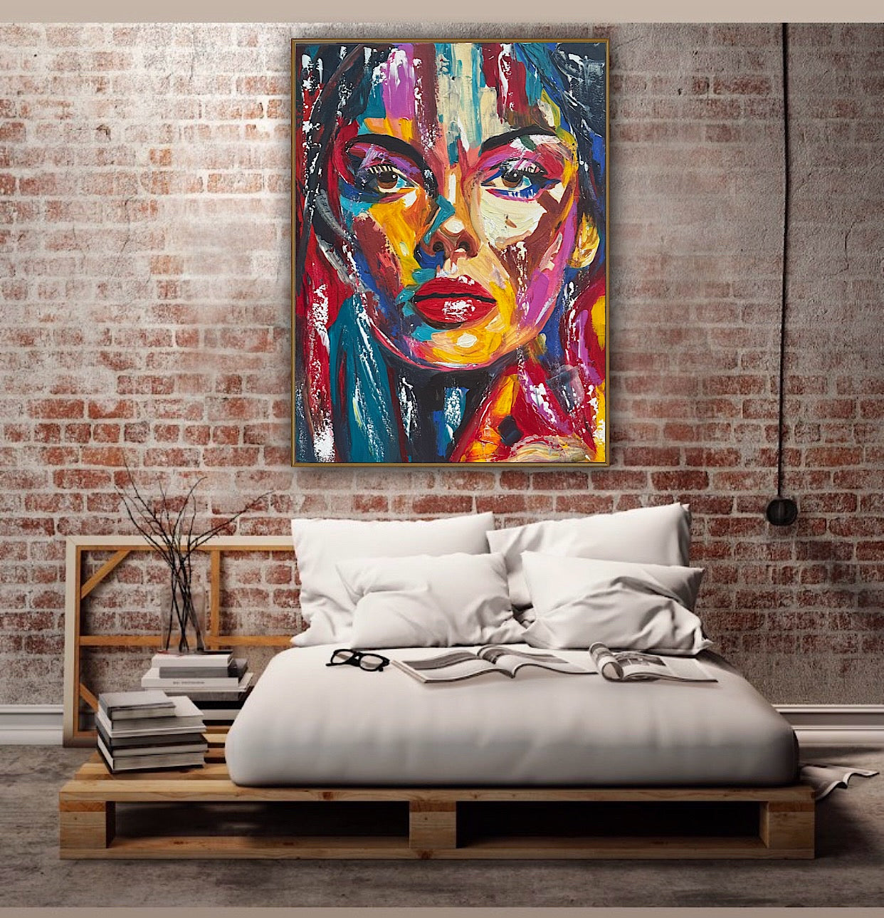 Contemporary Abstract Original Oil Painting On Canvas 80x60cm Poser Within Woman’s portrait