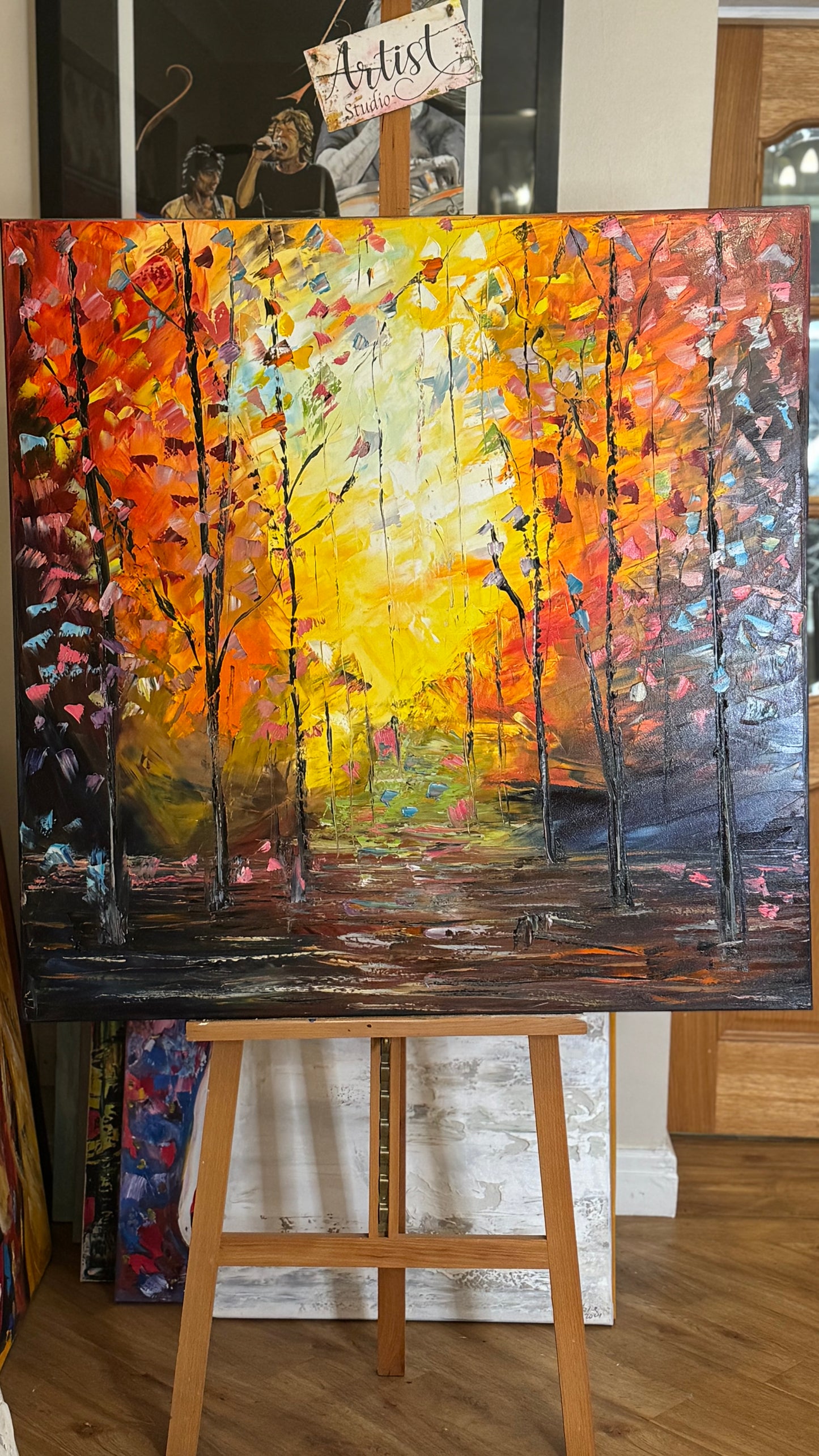 Oka Contemporary Abstract Original Oil Painting 100 x100cm Autumn Forest floral