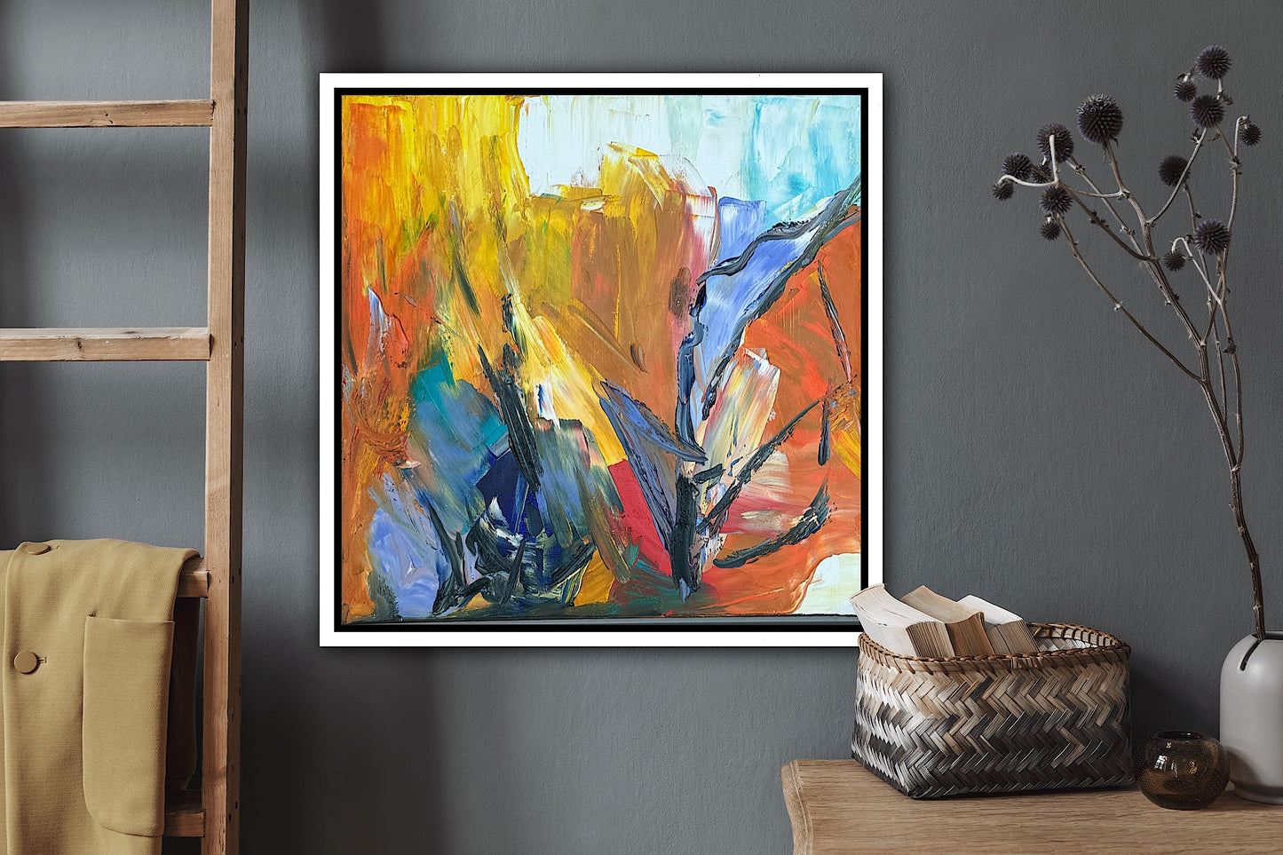 Framed Oka Contemporary Abstract Original Oil Painting serenade of seasons II floral