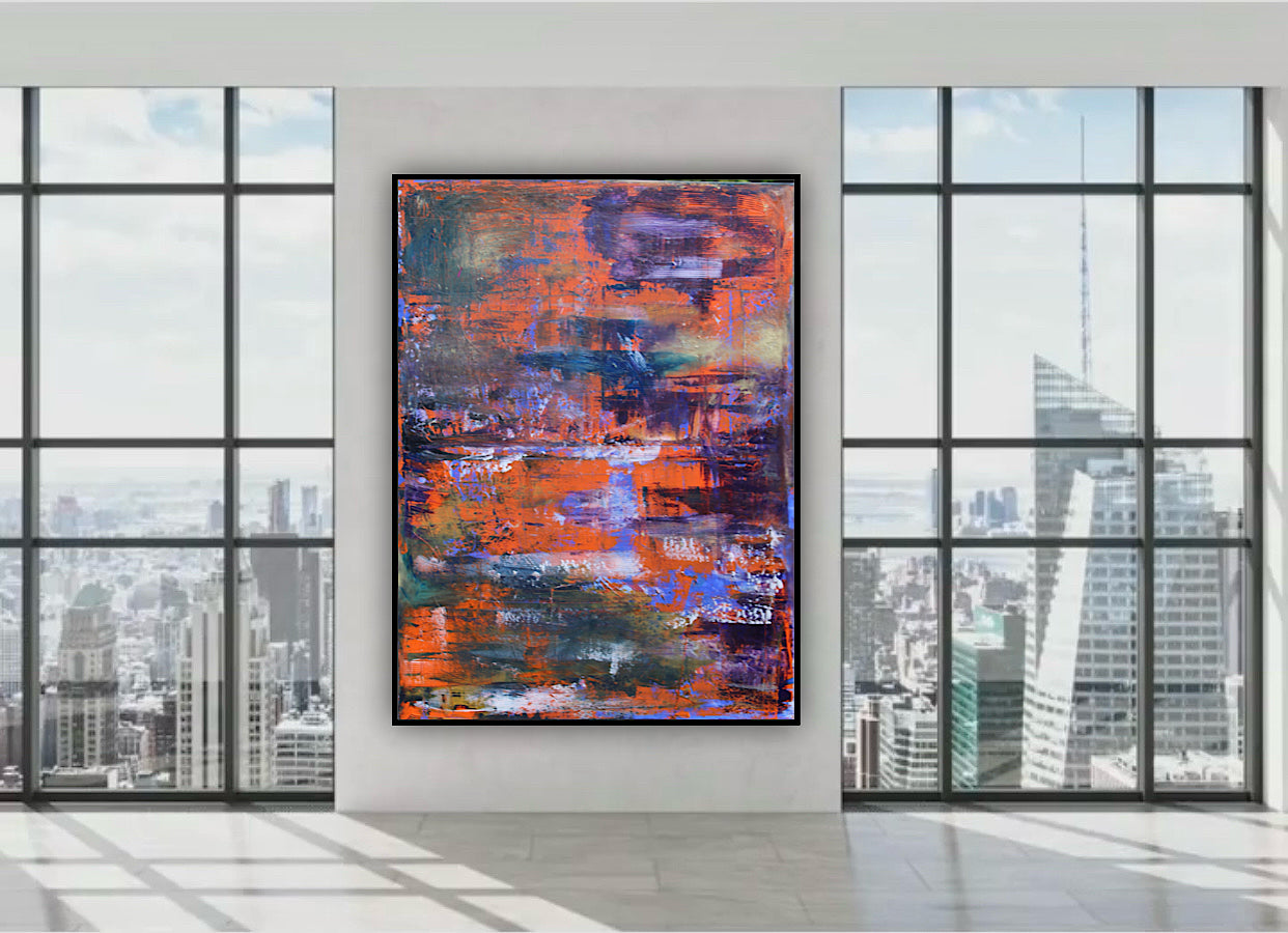 Large Abstract Original Oil Painting On 100x80cm canvas Oka Reflections