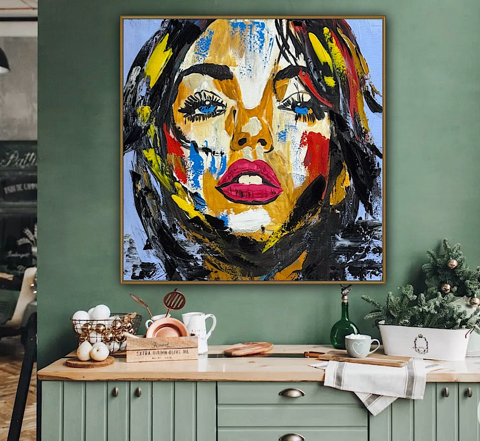 Richter Style Abstract Original Oil Painting On 60 x 60cm canvas Woman portrait Love