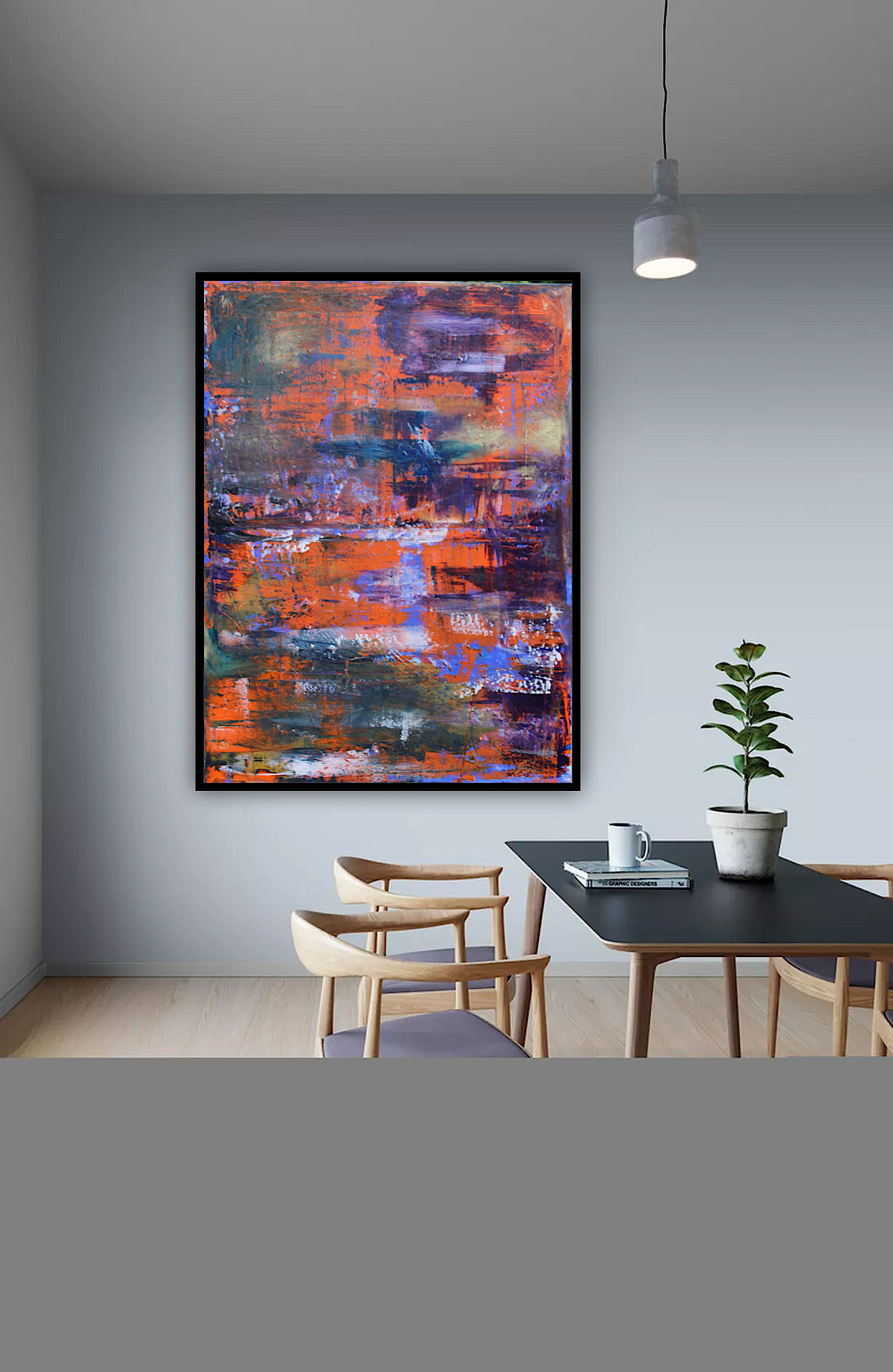 Large Abstract Original Oil Painting On 100x80cm canvas Oka Reflections