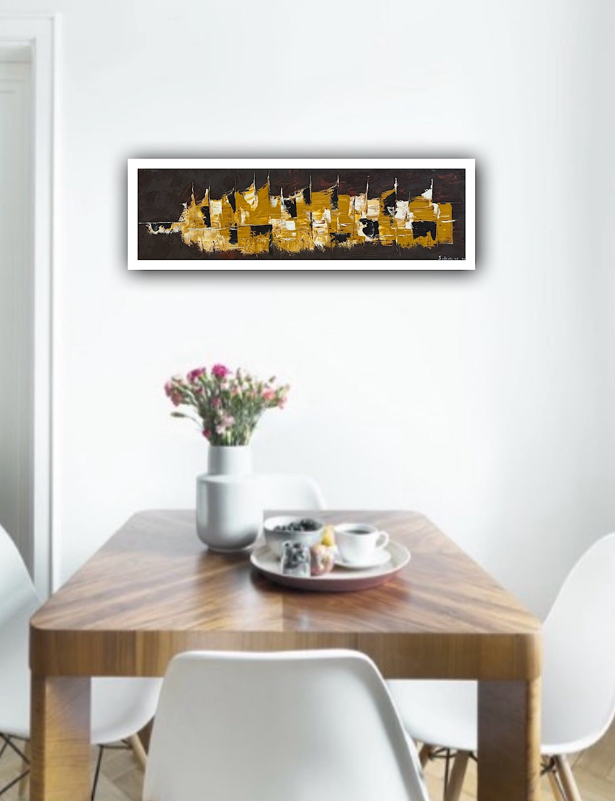 Richter Original Abstract Oil Painting On Canvas 30 x 90cm Cityscape escape New York
