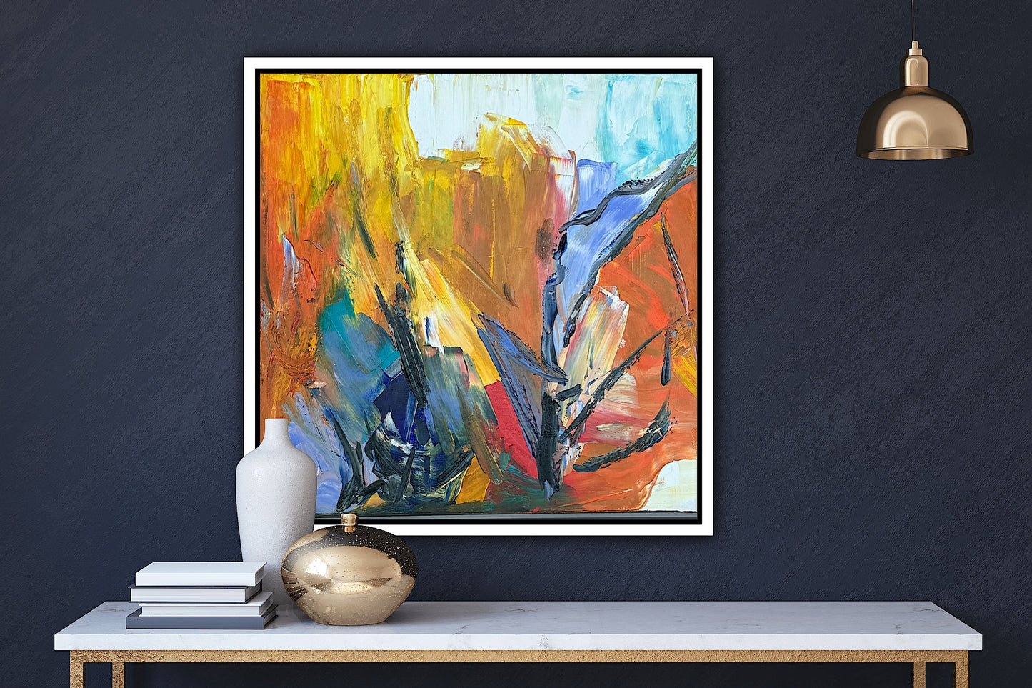 Framed Oka Contemporary Abstract Original Oil Painting serenade of seasons II floral