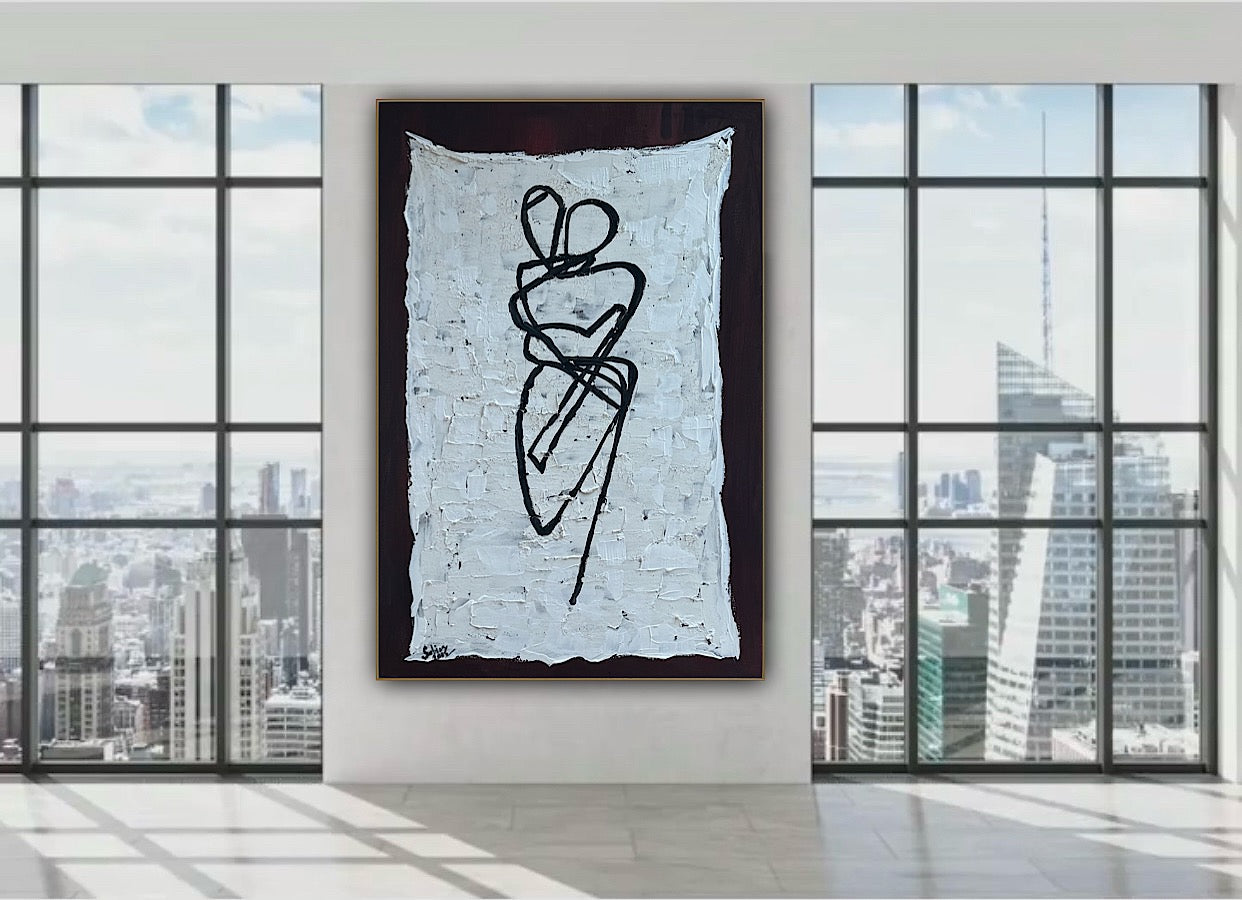 Oka Design Contemporary Abstract Original Oil Painting On 90 x 60cm Canvas Lovers nude on unber background