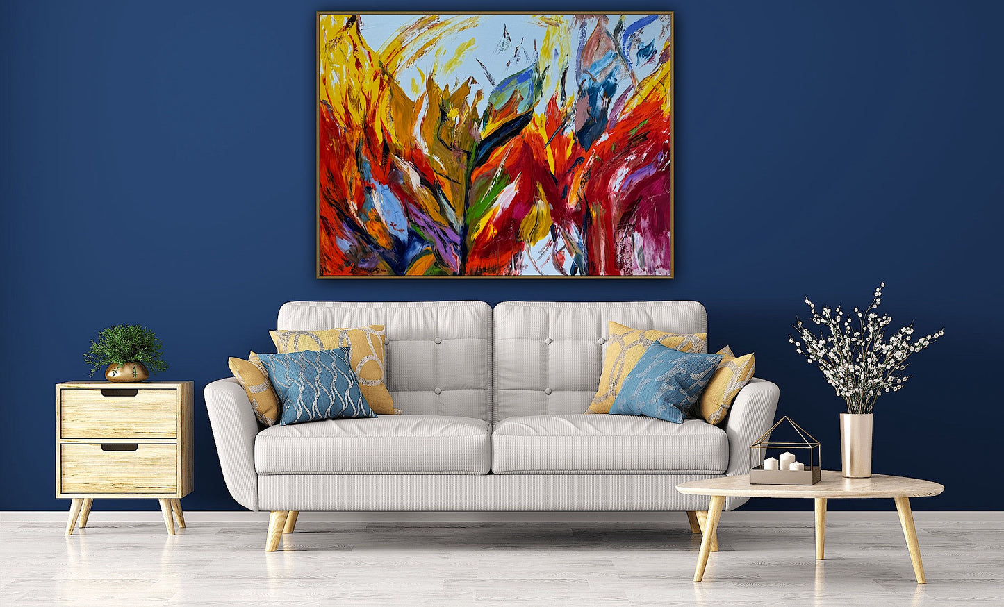 Large Abstract Original Oil Painting On 120x91cm canvas textured Flames of Nature