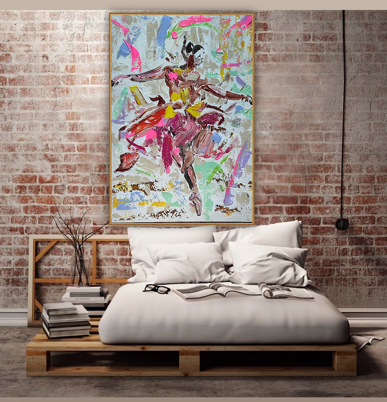 Ballet dancer Original modern Abstract Oil Painting On Canvas 85 x 60cm Oka