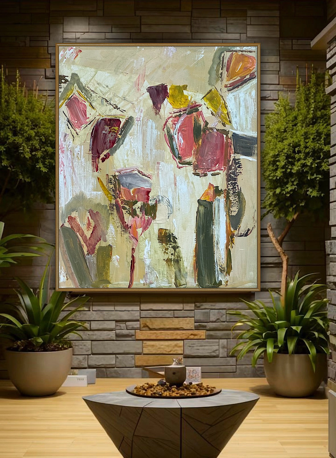 Oka Style Abstract contemporary Oil Painting On Canvas 50 x 60cm Orcia flower