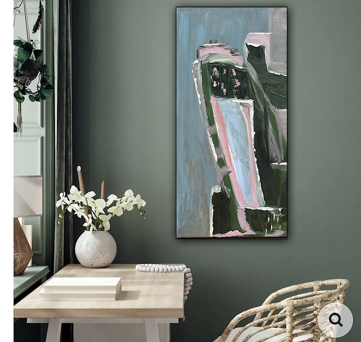 Oka Contemporary Abstract Original Oil Painting 30cm x 60cm textured House on a Hill