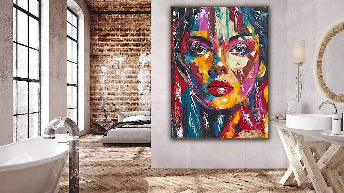 Contemporary Abstract Original Oil Painting On Canvas 80x60cm Poser Within Woman’s portrait