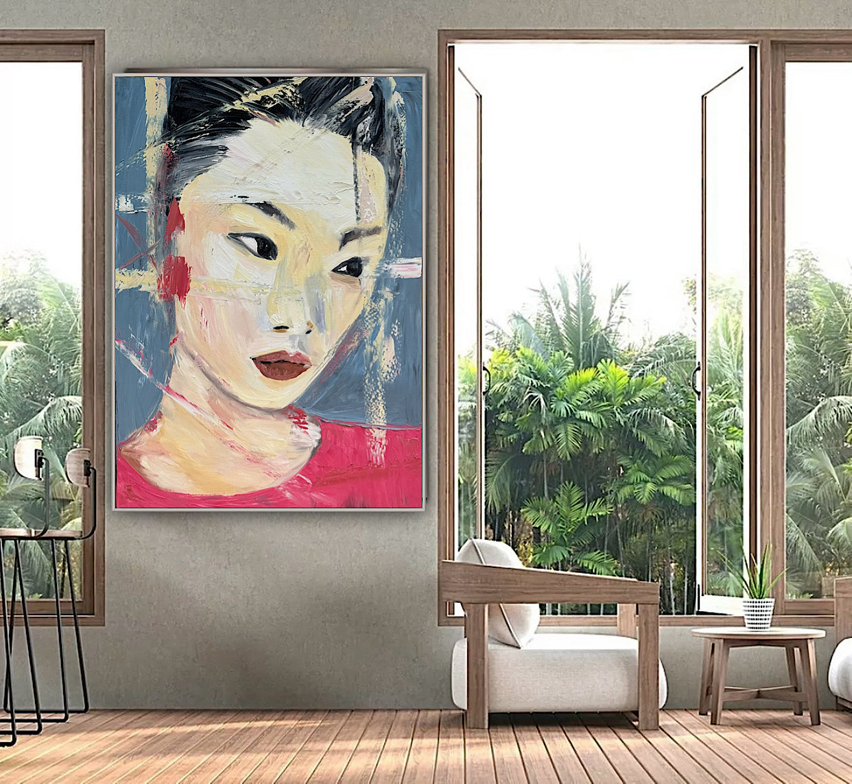 Woman’s portrait Original Abstract Oil Painting On Canvas 85 x 60cm Innocent Soul