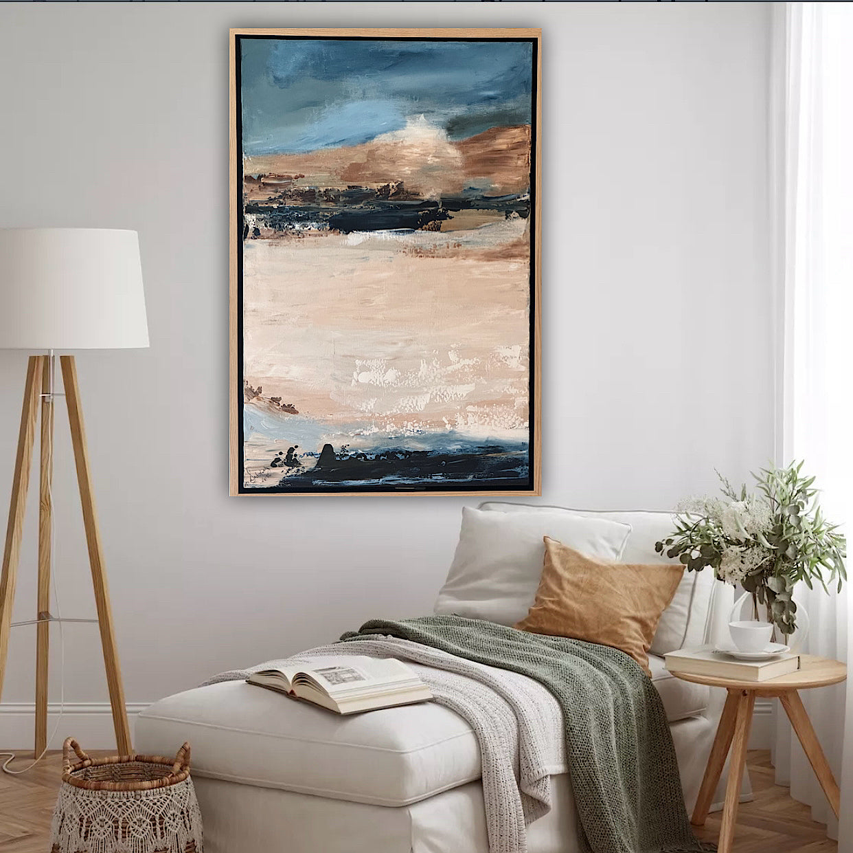 Framed Original Abstract contemporary Oil Painting On Canvas 83x56cm Amalfi Coast Oka