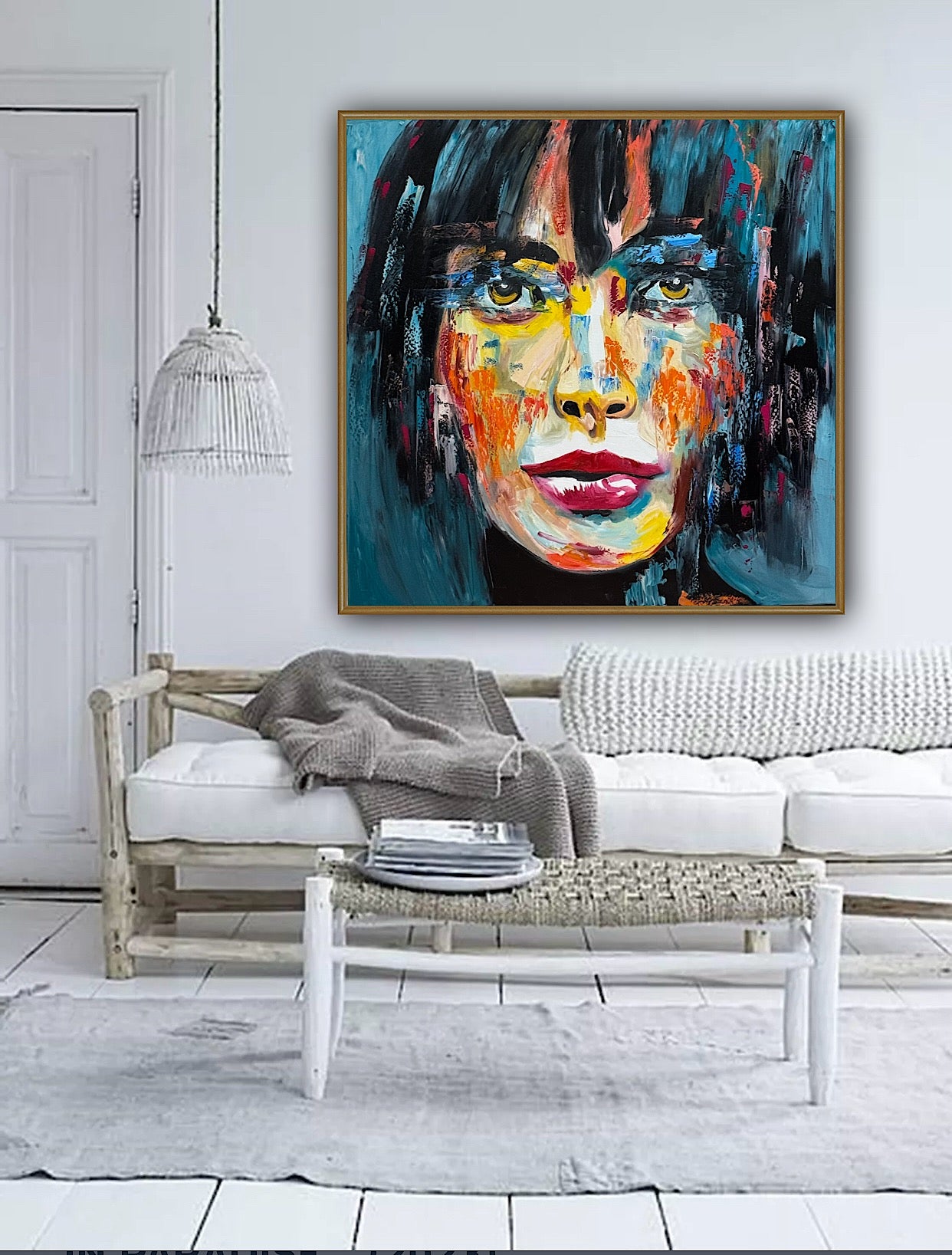Richter Style Abstract Original Oil Painting On 100 x 100cm canvas Beauty Shades of Tranquility portrait