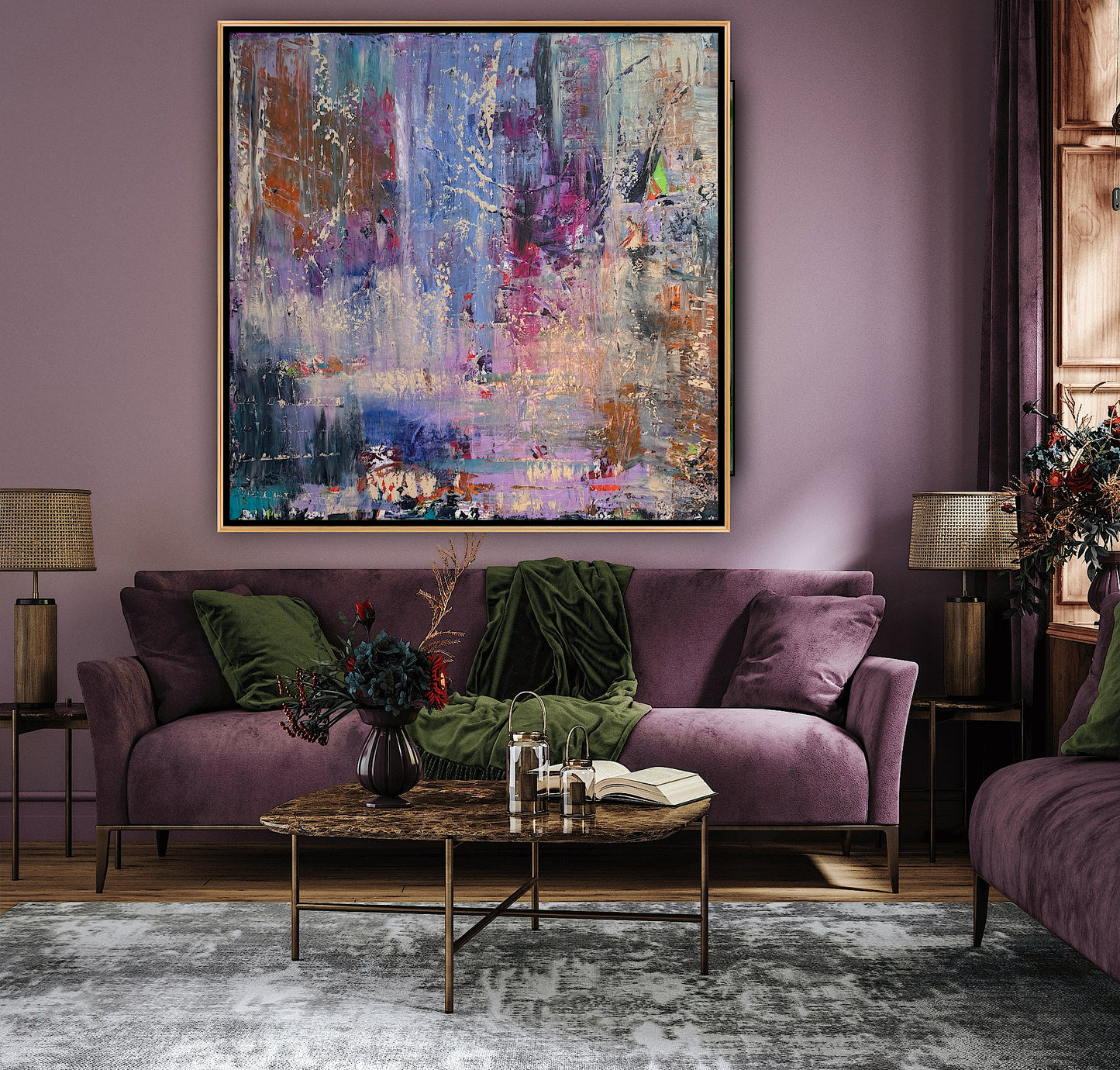 Contemporary Style Abstract Original Oil Painting on 90x90cm Canvas Palimpsest
