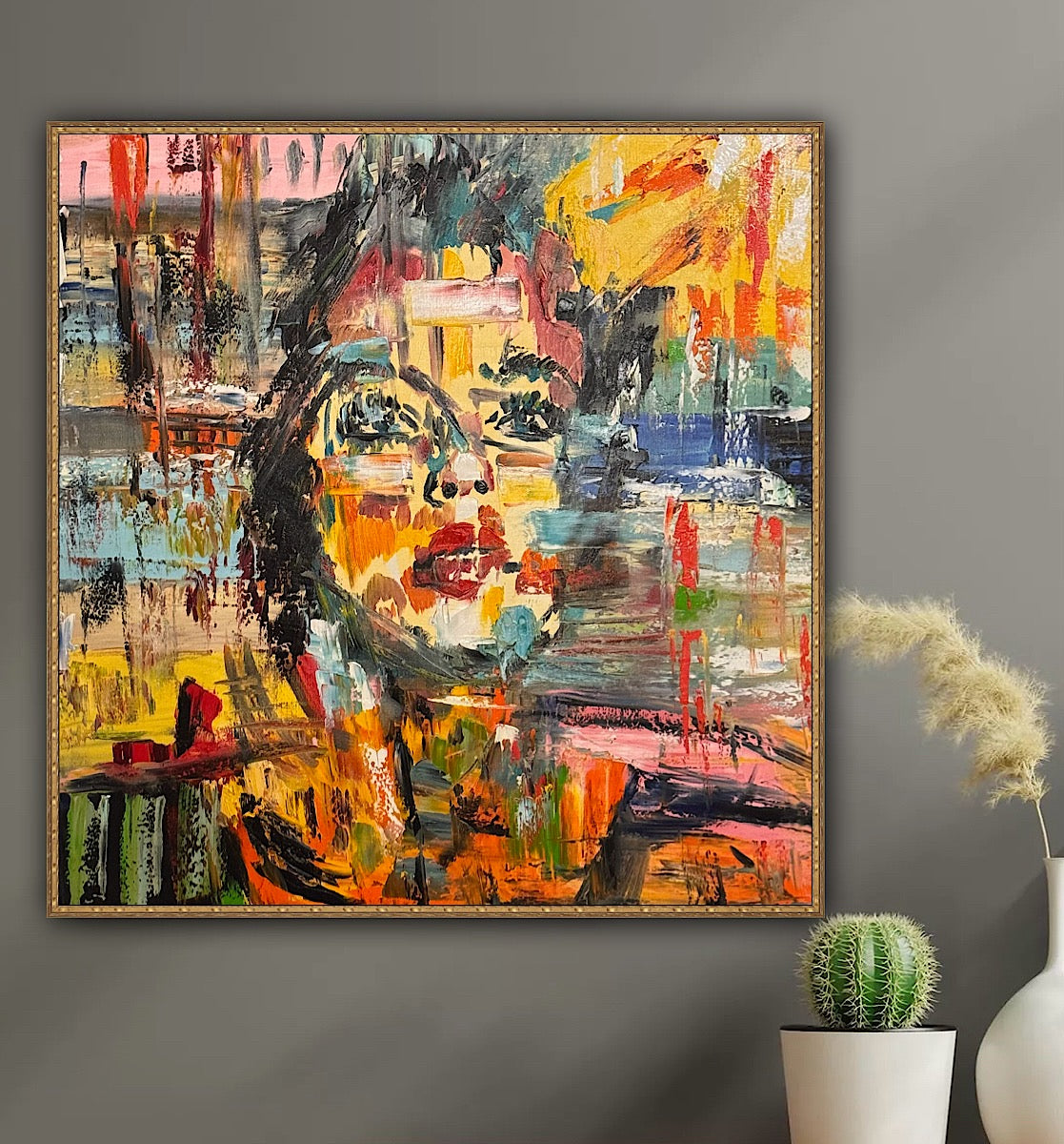 Contemporary Abstract Original Oil Painting On Canvas 80x80cm Graffiti Art Woman’s portrait