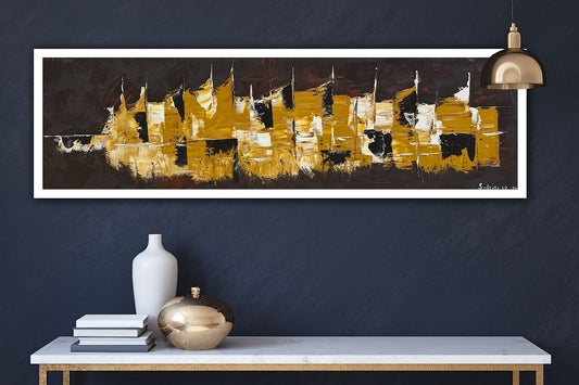 Richter Original Abstract Oil Painting On Canvas 30 x 90cm Cityscape escape New York